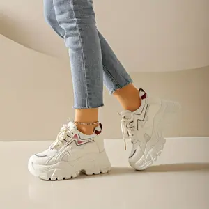 [Trendy Heightening Sneakers] Stylish Heightening Wedge Sneakers - Women's Trendy Lace Up Platform Shoes - All-Match Walking Shoes
