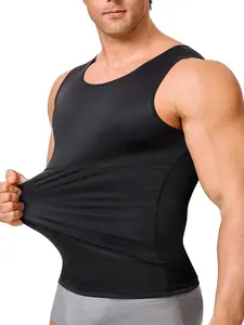 Men's Compression Shirt, Tummy Control Vest, Double layer Body Shaper Tank Top with Tummy Control Breathable Shapewear Undershirts Gynecomastia Body Shaper Seamless