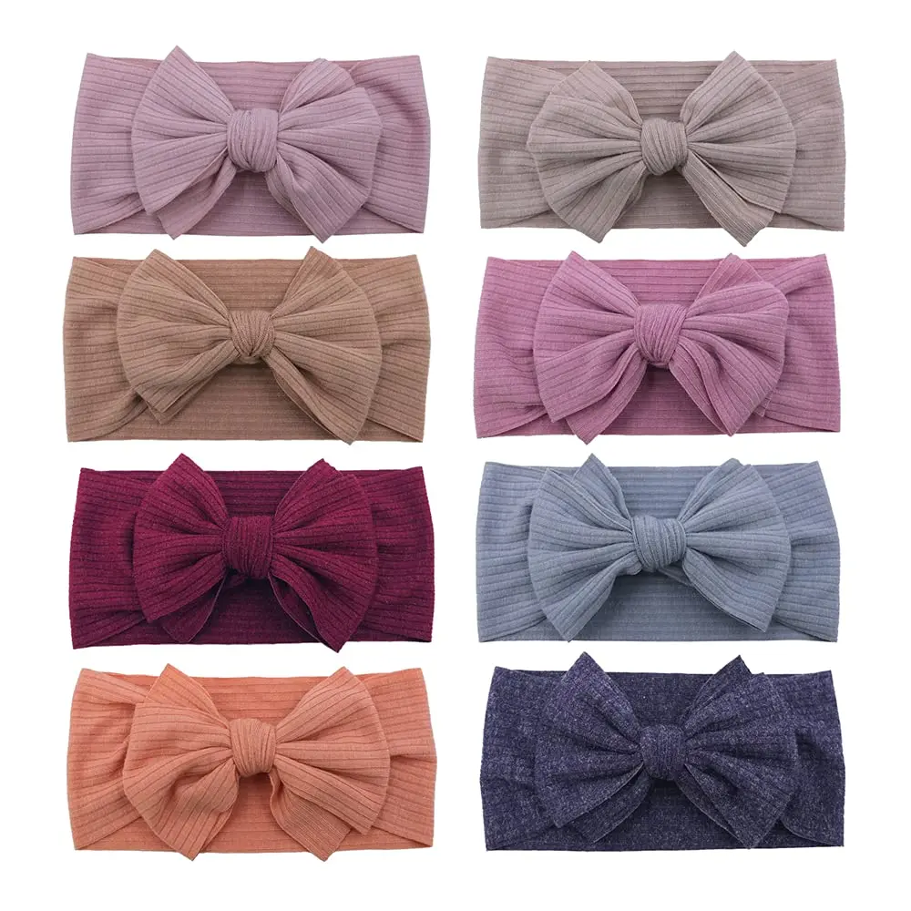 Toddler Baby Headbands Stretchy Headwrap Hair Bow Elastics for Baby Girls Newborn Infant Kids Turban Headband (0-24M Headwrap Navy)