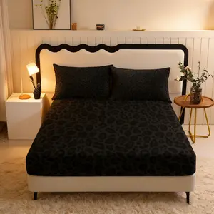 3-Piece Leopard Print Bedding Set, Bedsheet Sets, Bed Sheets Set, Includes Fitted Sheet & Pillowcases, Breathable Polyester Fiber, All Seasons