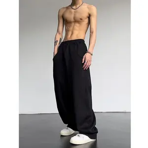 Men's Baggy Sweatpants Elastic Waist Drawstring Wide Leg Sweatpants Casual Loose Baggy Joggers with Pockets