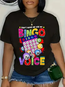 100% Cotton Unisex Funny Lucky Bingo Game Saying for Bingo Player Round Neck Short Sleeve T-Shirt Women's Men Graphic Tee