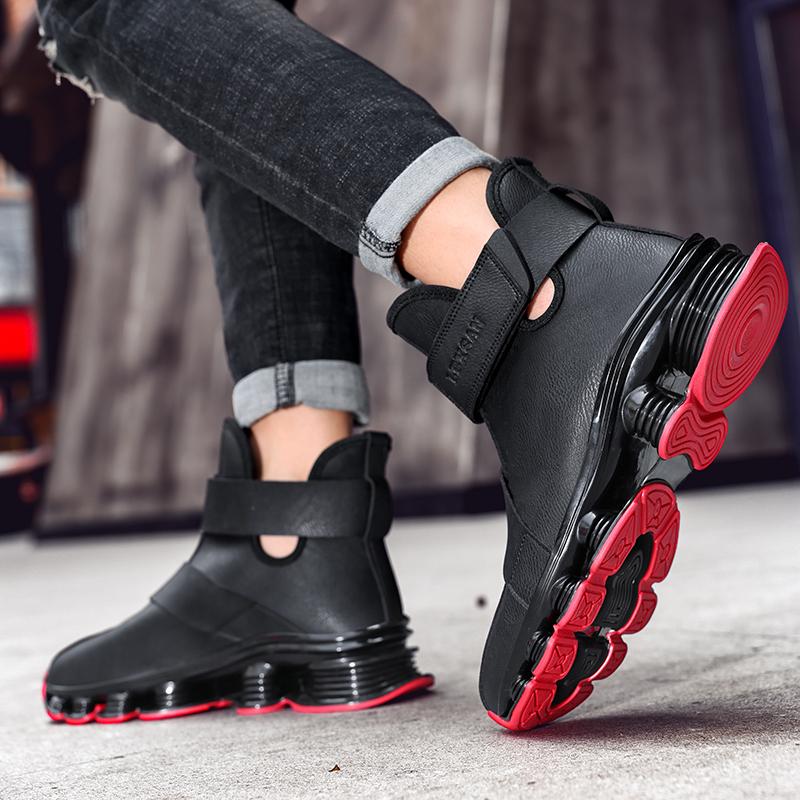 Men's Casual Boots Perforated Sole Sports Shoes Anti-Slip Running Shoes Adjustable Lacing Design All-Season Comfortable Shoe Style Training Athletic Black