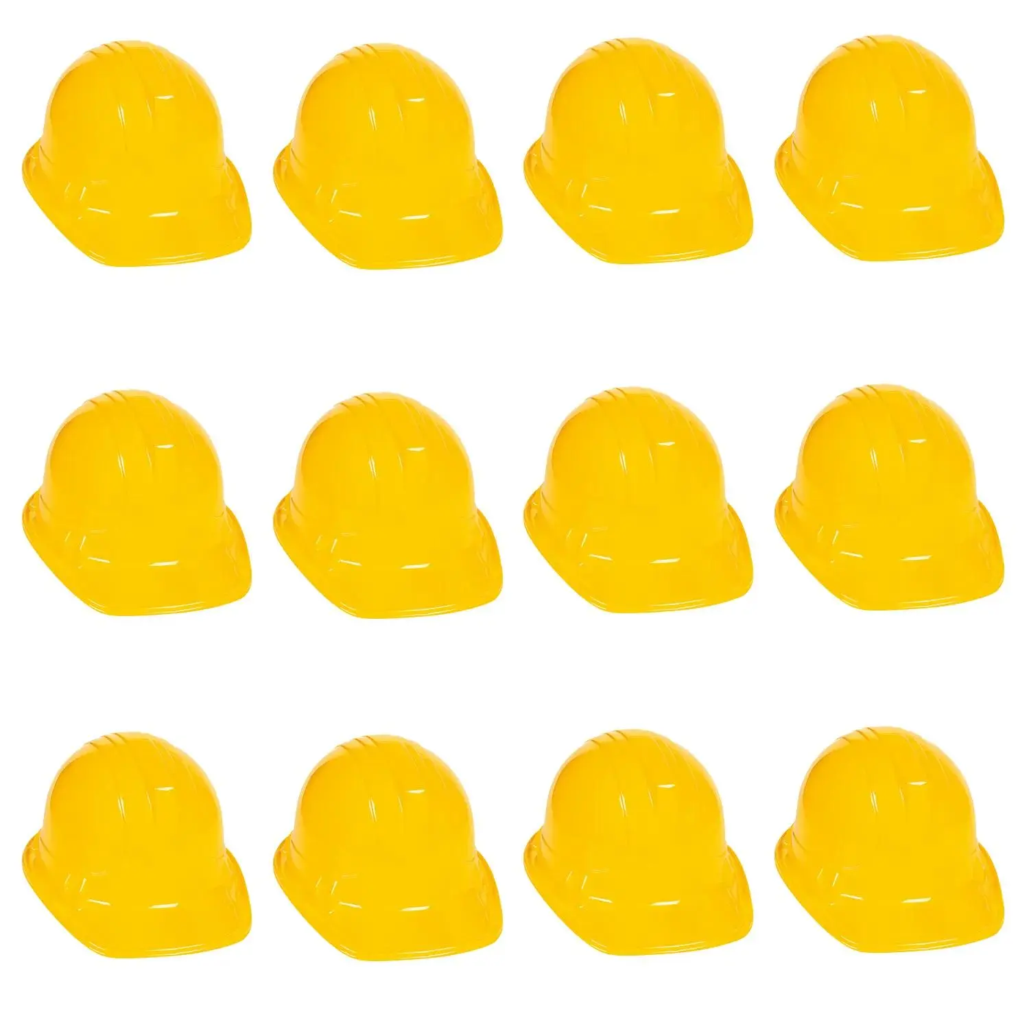 22" Kids Classic Yellow Plastic Construction Worker Hats - 12 Pc.