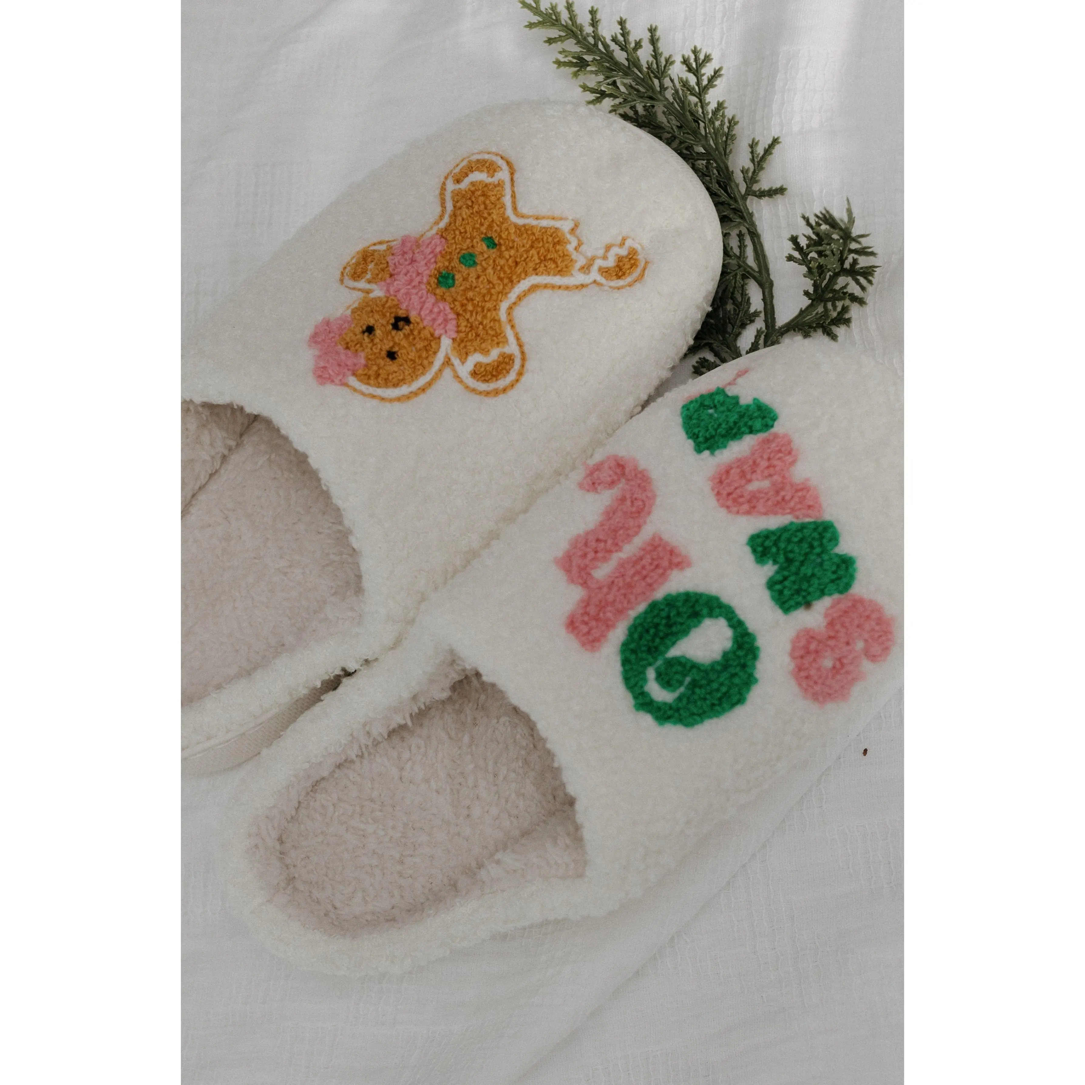 Women's Cozy Soft Fleece Gingerbread Decor House Slippers - Christmas Holiday Footwear, Foot Wear