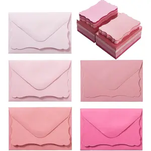 100 Pack 4 x 2.7 Inches Pink Mini Envelopes with Note Cards in 5 Colors for Wedding, Birthday, Baby Showers