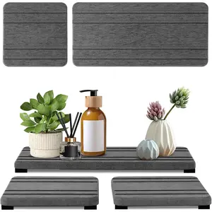 3PCS Water Absorbing Stone Tray, DryingNeat Diatomite Stone Sink Tray, Instant Dry Sink Coasters, Kitchen Sponge Hand Soap Holder, Countertop Fast Drying C