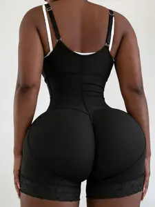 1 Count Women's High Stretch Fabric Comfortable Body Shaper, Fajas, Tight Fitting Colombian Shapewear, Butt Enhancing Abdomen Smoothing Bodysuit, Adjustable Hook & Eye Closure Tummy Control Lace Detail Jumpsuit, Elegance, Womenswear, Underwear