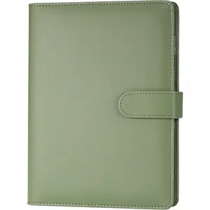 A5 Binder 6 Ring, Refillable Notebook Planner Cover, PU Leather Binder Journal for A5 Refill Paper, Loose Leaf Budget Binder Notebook Binder (Green)