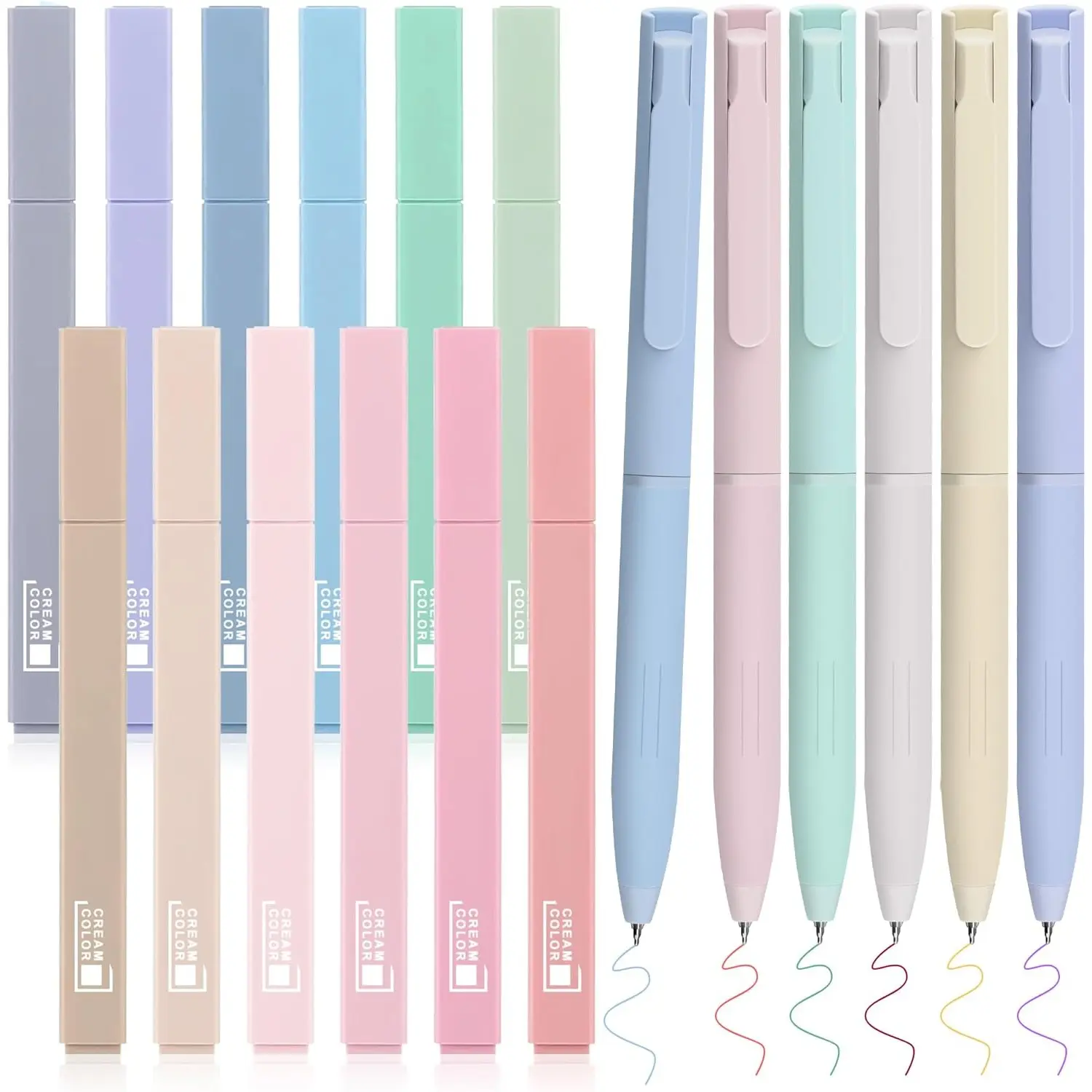 12 Pastel Bible Highlighters and 6 Multicolor Fineliner Pens Set, Cute ...