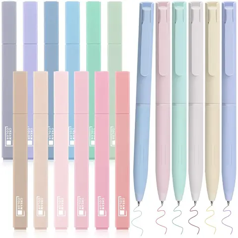 12 Pastel Bible Highlighters and 6 Multicolor Fineliner Pens Set, Cute Aesthetic Assorted Colors Markers for Bible Journaling Notes Office School Study Supplies, Quick Dry,Car Interior Accessories Writing Tool Kit