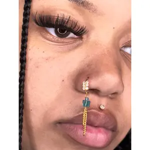 Cute Colorful Square Box Dangling Nose Rings Hoops