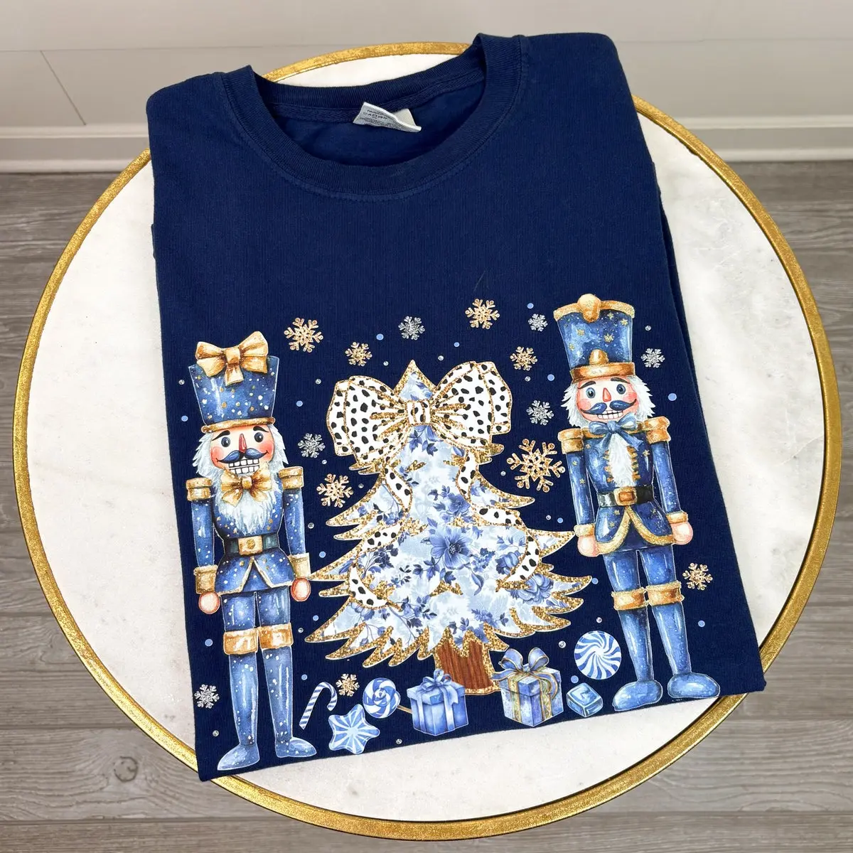 Blue Nutcracker Holiday Comfort Colors T-Shirt 'NLB'