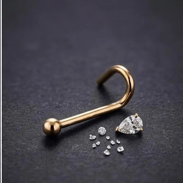 Piercing de Nariz de Oro Real de 10k - Arete Stud de Bola Pequeña Minimalista (0.5mm - 2mm), Joyería Fina Hipoalergénica para Mujer y Hombre, Tornillo de Nariz Clásico (Nose Bone/Screw)