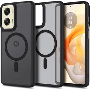 Magnetic for Motorola Moto G Stylus-5G-2024 Case, Black | Compatible with MagSafe, Translucent Matte Scratch-Resistant Back, Military-Grade Protection Shockproof Slim Phone Cover