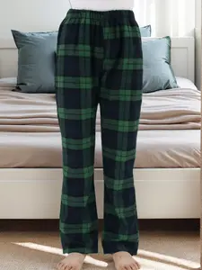 Christmas Plaid Sleep Pants, Lightweight Woven Flannel, Simple Grid Loose Comfortable Home Wear, Casual Lounge Pants