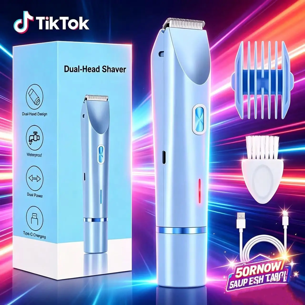 Rechargeable Electric Trimmer, Mini Women's Bikini Trimmer, Body Hair Remover, Dual Head Electric Depilator, Portable and Efficient