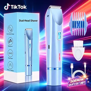 Rechargeable Electric Trimmer, Mini Women's Bikini Trimmer, Body Hair Remover, Dual Head Electric Depilator, Portable and Efficient