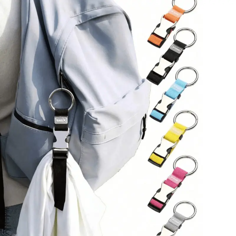 Portable Quick Release Bag Strap Holder Clip with Metal Key Ring, Colorful Multi Use Backpack Hanging Hook for Travel Camping School Outdoor Gear Organizer, TikTok Viral Everyday Carry Accessory
