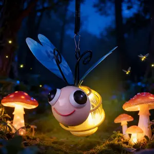 Solar Powered Bee Pendant Light, Solar Charging, Elastic Hook, Garden Decoration, Glow-In-The-Dark Hanging Ornament, Outdoor Decorative Item, Solar Decorative Lights