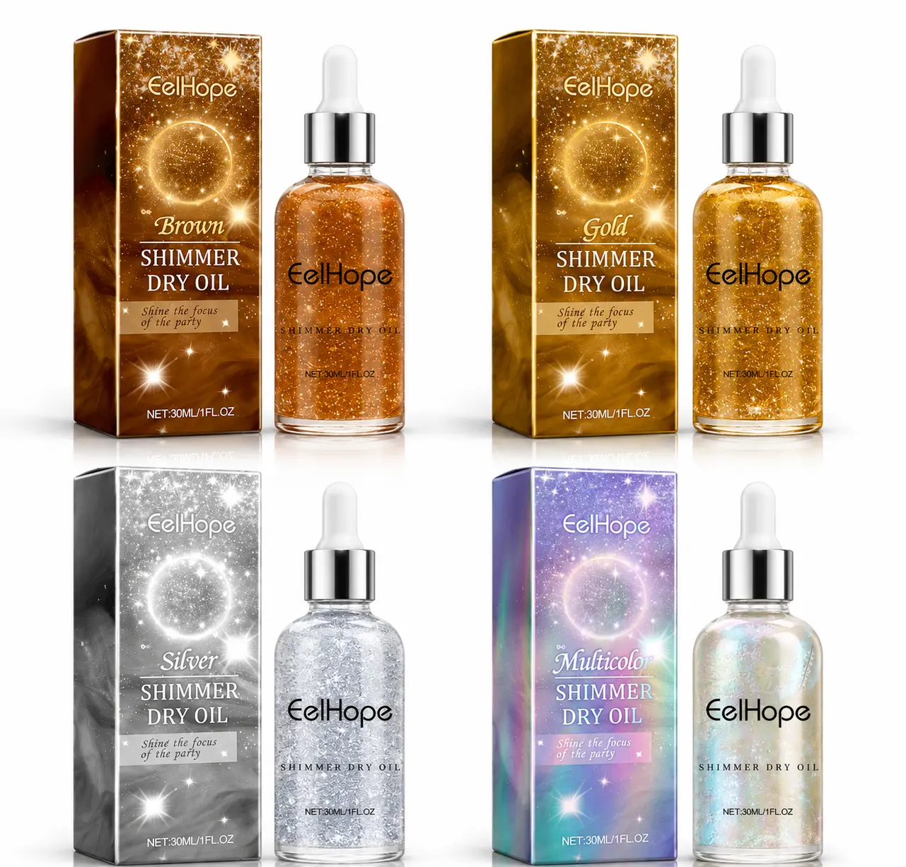 Luxury Nourishing Fragrance-Free Lavender Cosmetic Party Body Glitter Oil - Shiny Diamond Shimmer Glow Illuminator for Face and Skin, Waterproof, Long-Lasting, Hydrating Gel for Club Festivals