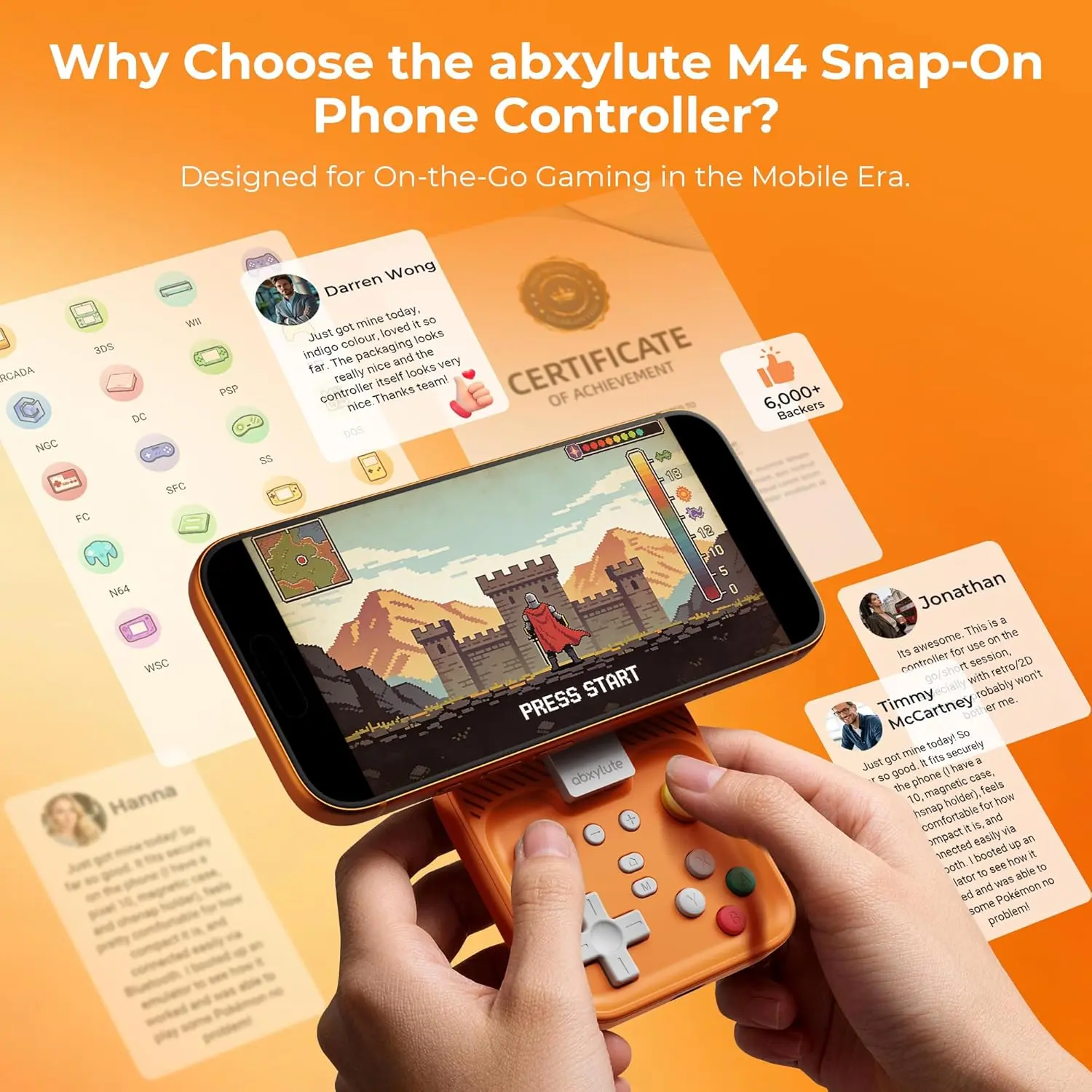 abxylute M4 Snap-On Mobile Gaming Controller for Android & iPhone