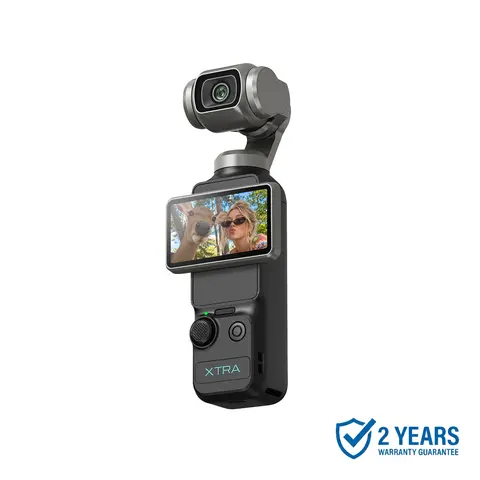 Xtra Muse Xtra Edge Vlogging Camera Recorder - 1'' CMOS 4K/120fps Digital Video Camcorder, 3-Axis Handheld Stabilizer, Fast Focusing, Face/Object Tracking, Micro SD Compatible, Portable Pocket Camera for Content Creators