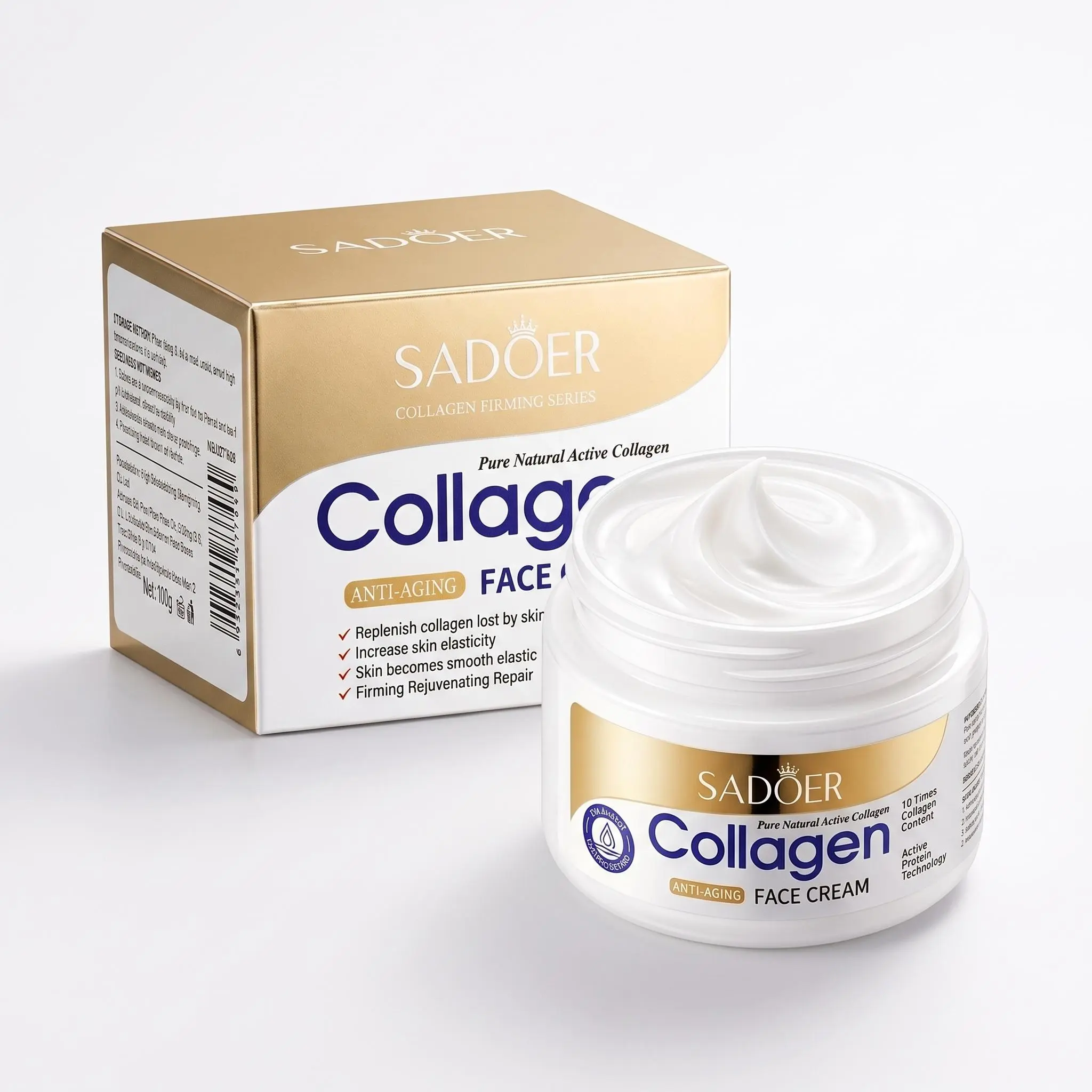 SADOER Face korean Cream with Collagen – Rich Velvety Night Cream for Dry simple Skin, Smooth Daily Skincare facial hydrate moisture gentle recipe