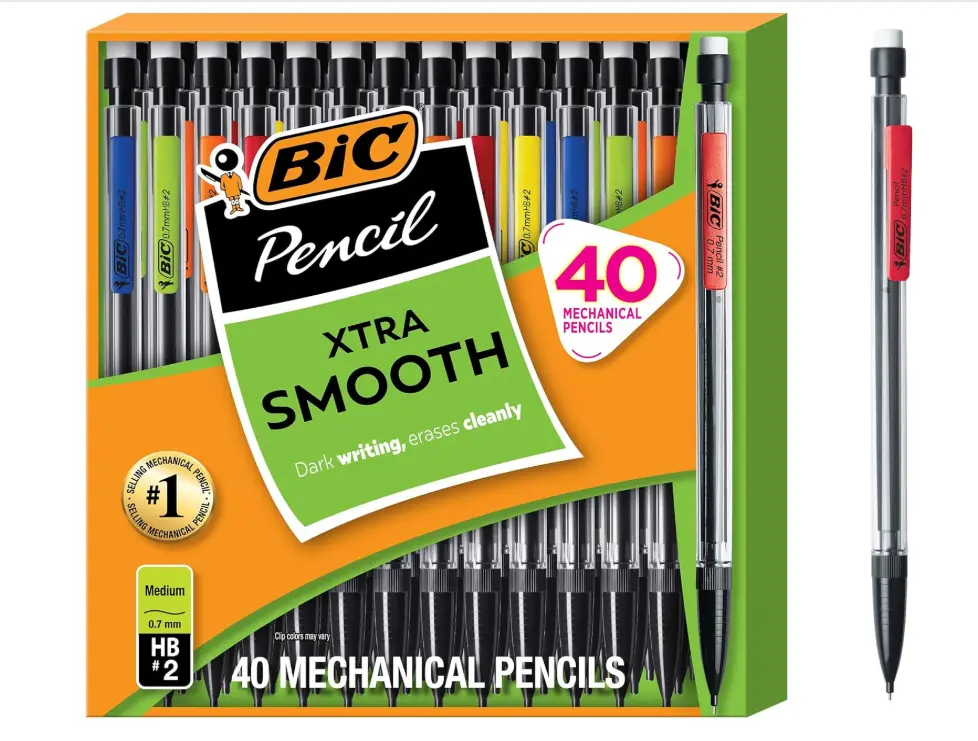 BIC Xtra Smooth Mechanical Pencil with 0.7 mm Medium Point ,Refillable and Retractable, School Supplies for Students and Teachers, 40-Count Pack