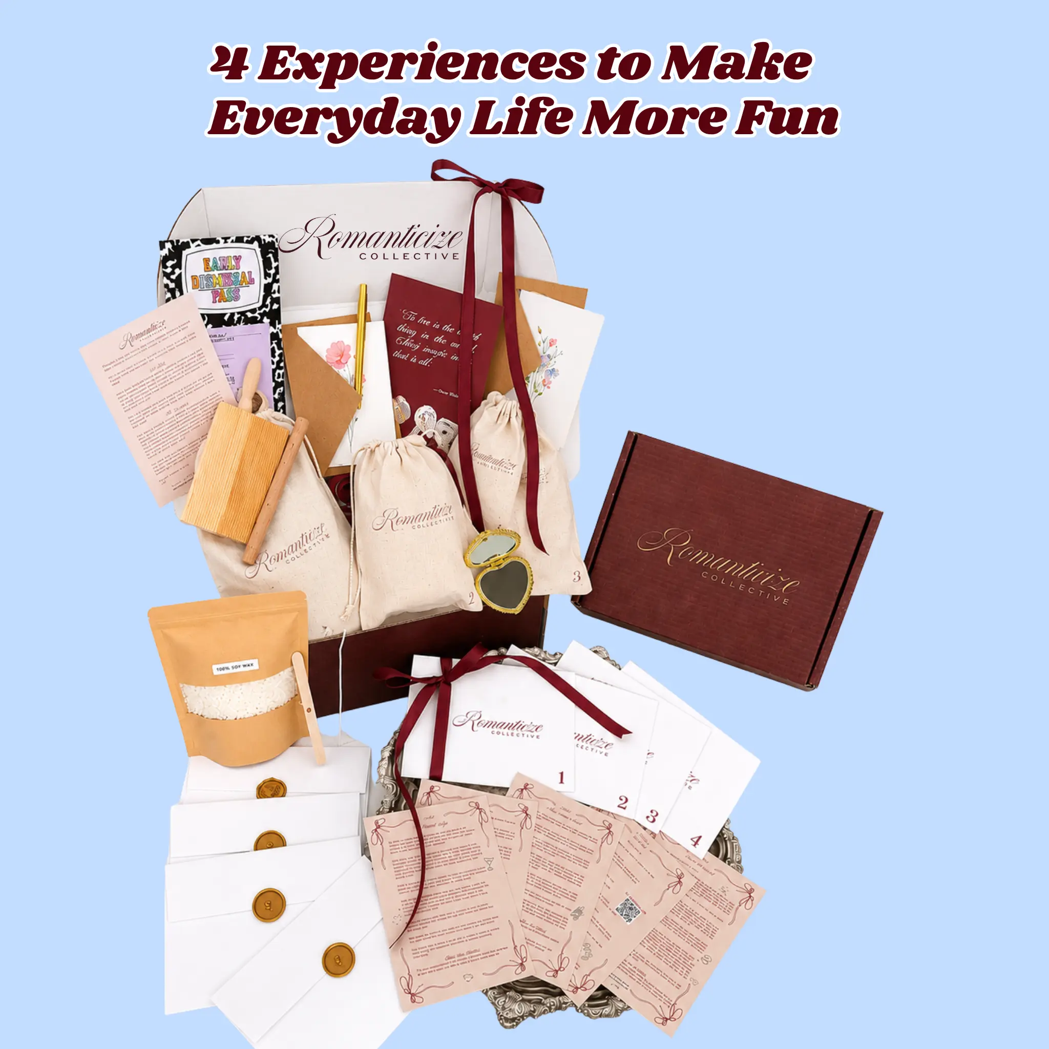Self Care Gift Box for Women - Mindfulness Activity Kit with Candle Making, Letter Writing & Pasta Making | 4 Guided Experiences, No Subscription - Romanticize Collective