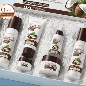 6-Piece Coconut Oil Nourishing & Moisturizing Set-Hydrating Skincare Kit for Women, with Sodium Lauryl Ether Sulfate,Glycerin & Lauric Acid,Long-Lasting Moisturization & Nourishment,Repairs Rough SkinChristmas Gift for Friends & Mom