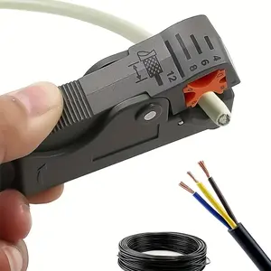 Adjustable Rotary Wire Stripper, Multifunctional Manual Cable Tool, Portable Plastic Handle Wire Cutter & Stripper for Electrician, Home Wiring and DIY Repair-YY