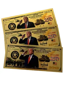Toy Golden Foil Commemorative Banknote US Army 250th Anniversary Collectible Bill Military Patriotic Gift