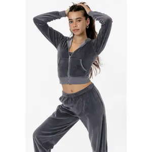 VLR310GD - Garment Dye Velour Mid-Length Zip-Up Hoodie