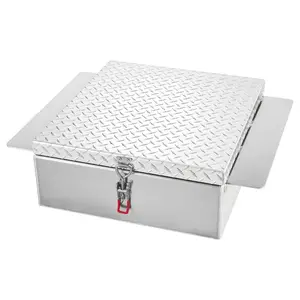 Truck Bed Tool Box, Heavy Duty Aluminum Tool Box with Diamond Plate, Storage Toolbox Chest Organizer Supports up to 220 lbs, Ideal for Pickup, Truck Bed, RV, Trailer, 30.3x 24x 9 in, Silver
