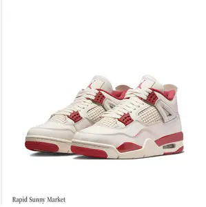 Retro Mid-Top Basketball Collectible Shoes - Pale Ivory Smooth Leather, Mesh Side Panels, Sierra Red Midsole and Outsole Accents