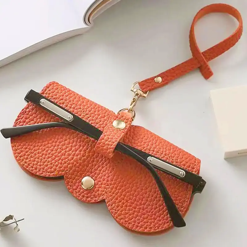 Cute Sunglasses Protective Case for Women, Plain Artificial Leather Design Textured Glasses Bag, Creative and Fashionable Portable Glasses Case, Glasses Storage, Girlfriend Gifts