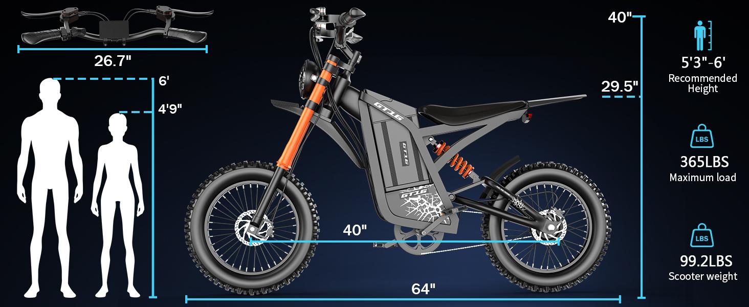 Electric Dirt Bike for Adults, 2500W Peak Motor, 40 MPH Top Speed, 60V 30Ah Battery, 100 mi Range, NFC Keyless Unlock, Dual Hydraulic Brakes, Full Suspension