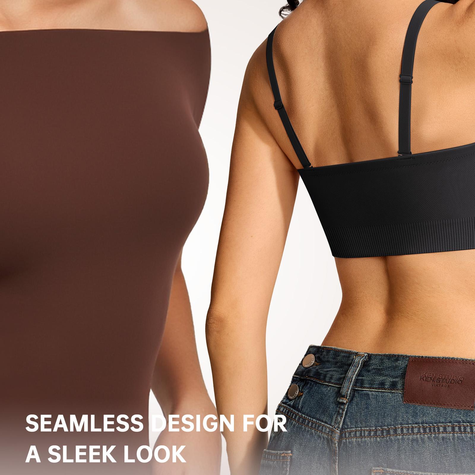 OEAK Women Comfortable Bandeau Strapless Bra Comfort Non-Slip Seamless Bras Wireless Tube Top Bra Invisible Bralette