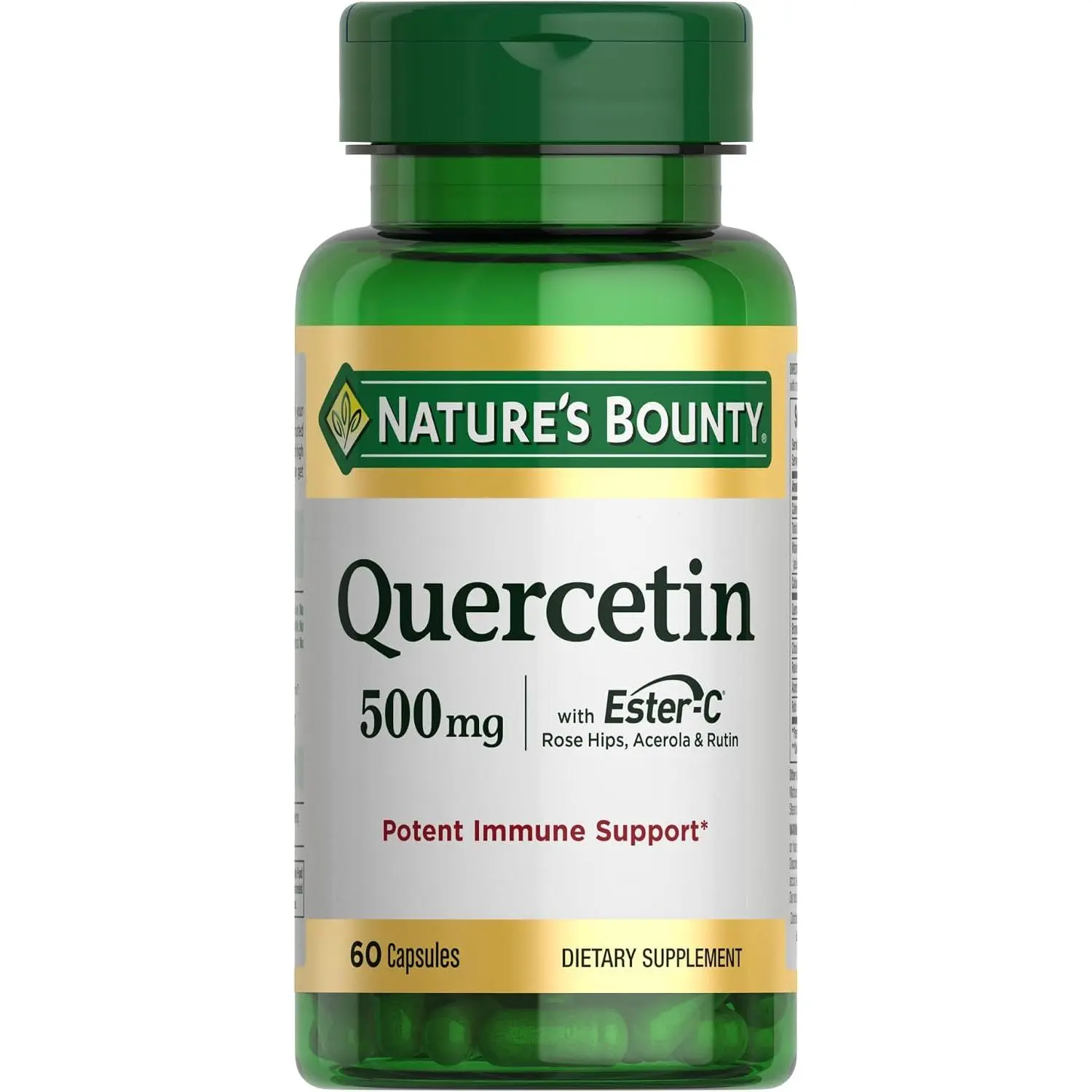 Nature's Bounty Quercetin Rich Immunity Boost Capsules - 500mg Unflavored Antioxidant Nutritional Supplement, 60-Count