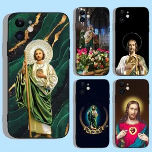 San Judas Tadeo  Phone Case For Apple iPhone 17 Pro Max Air,16,15,14,13,12,11,XS,XR,X,8,7,Pro,Max,Plus,mini & Samsung Galaxy S25 Ultra S24 S23 S22 S21 Plus Silicone Black Cover