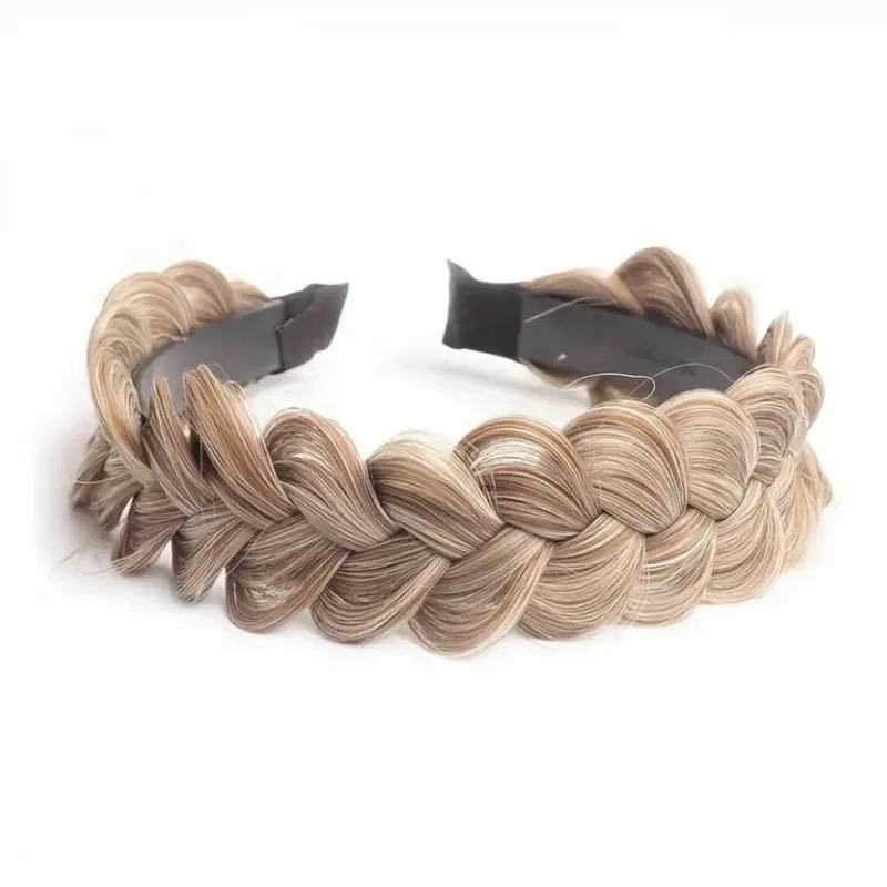 1 piece women's elegant Fried Dough Twists braid wig headband, lifelike hair braid design with anti-skid grip, fashionable hair accessories with combs for daily use, No Slip Headbands