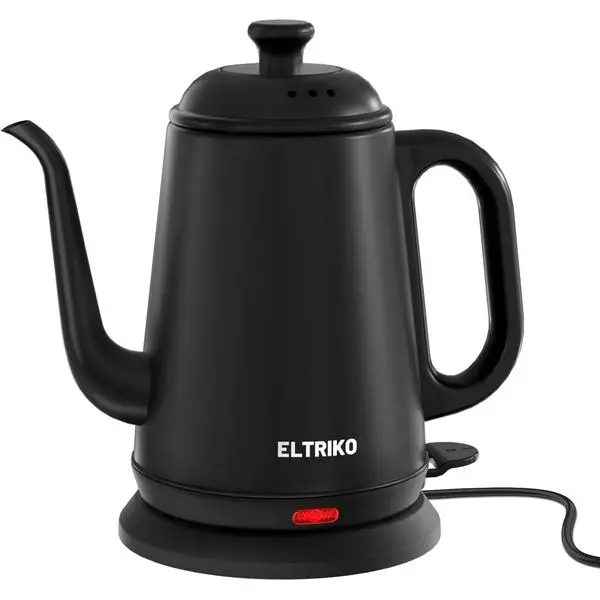 1L Stainless Steel Gooseneck Electric Kettle for Pour Over Coffee & Tea, 1000W Fast Heating, Pour Control, Auto Shut-Off, Boil-Dry Protection, BPA-Free, Food-Grade, Black