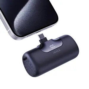 iWALK 5500mAh Portable Charger 22.5W USB-C Fast Charging Power Bank for iPhone 16 Pro Max iPad Samsung S24/S23 Pink Chargeable Cable Magnetic Plug Digital Display Connector Socket Smartphone