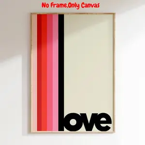 Love Pattern Unframed Painting, 1 Count Modern Wall Art Canvas Printing, Wall Decor for Home Living Room Bedroom Office, Ornaments