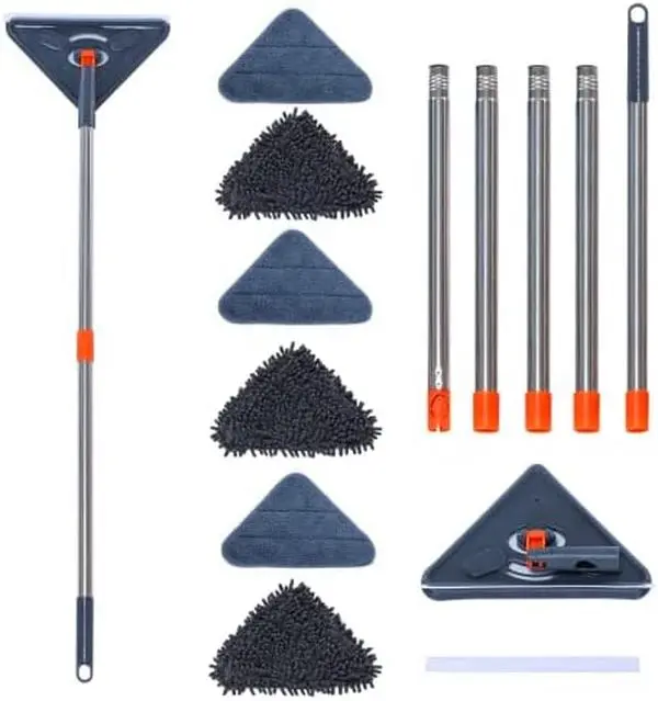 85" Wall Mop - Wall Cleaner Mop with Long Handle, 360° Rotation Wall Washer Mop for Walls Ceiling Window, Wall Cleaning Mop with Extension Pole 39" to 85 ", 6 Microfiber Chenille Pads