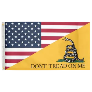 USA Gadsden (White Snake) 3'X5' Flag 100D Polyester (90cm x 150cm) DTOM (G8) RolFlags