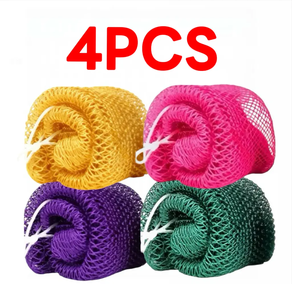 4 Piece African Exfoliating Net Sponge Bundle,for SENSITIVE SKIN ,Bath Sponge Bath Tool