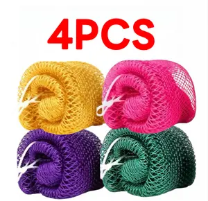 4 Piece African Exfoliating Net Sponge Bundle,for SENSITIVE SKIN ,Bath Sponge Bath Tool