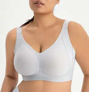 Lacsper Plus Size Seamless Wireless Bra Smooth Full Coverage Buttery Soft No Underwire Comfort Bralette for Everyday Supportive T-shirt Bra Everyday Bra